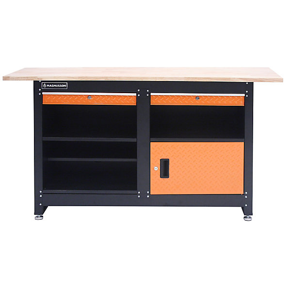 Etabli de travail en acier/bois Magnusson L.160 x l.60 x H.87 cm charge maxi 177 kg