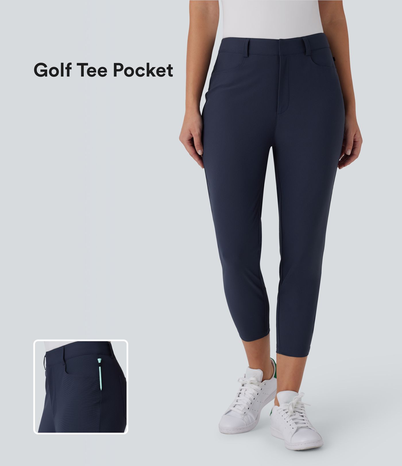 Pantalon de Golf Capri Taille Moyenne avec Poches Multiples, Coupe Fuselée, Séchage Rapide - Avec Poche pour Tees - Protection UPF40