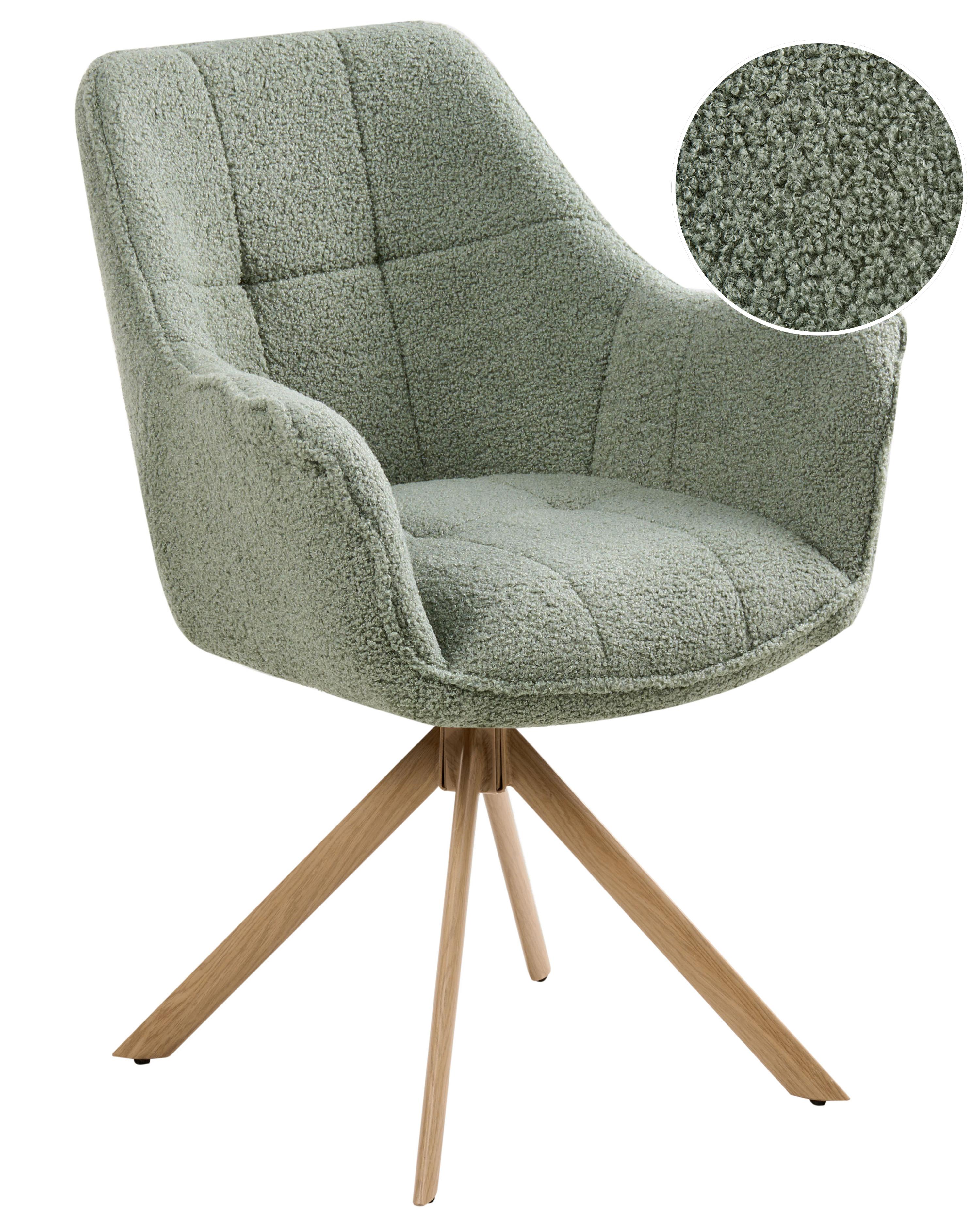 Dining Chair Swivel HAYDEN Boucle Light Green