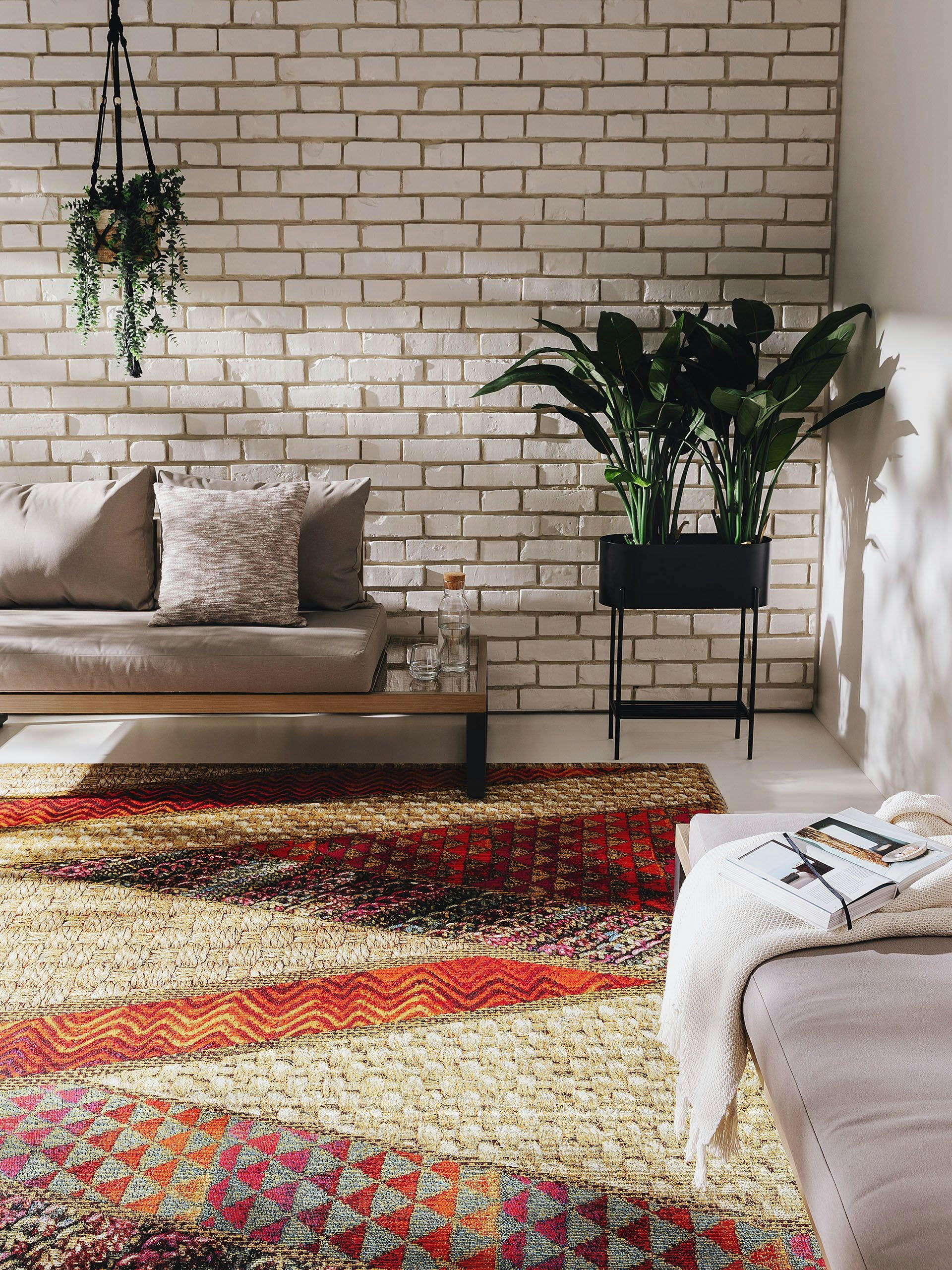 KENYA - Tapis d'extérieur & intérieur beige/rouge 200x285