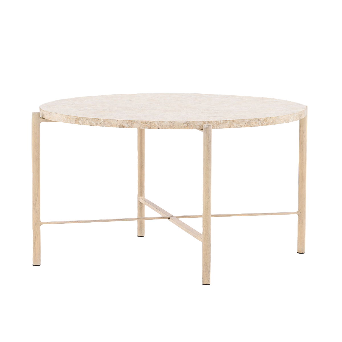 Nest living Thora Ronde Bijzettafel met Stenen Blad - Beige - Ø 40cm