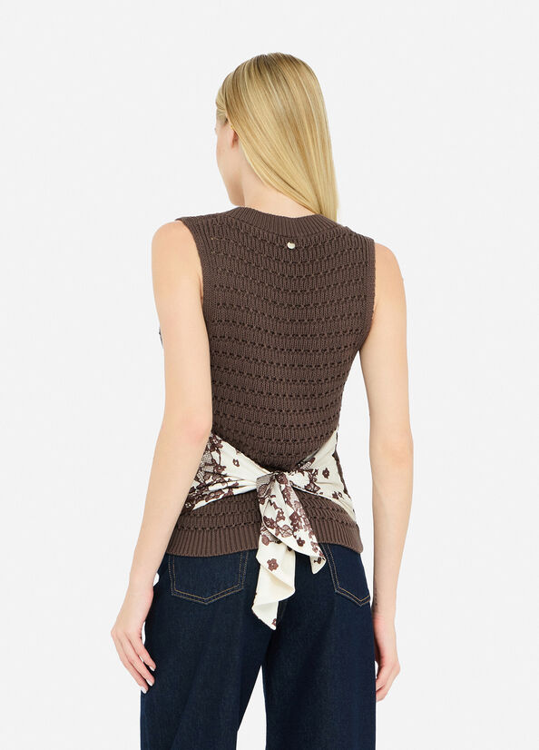 Top con dettagli in twill stampato