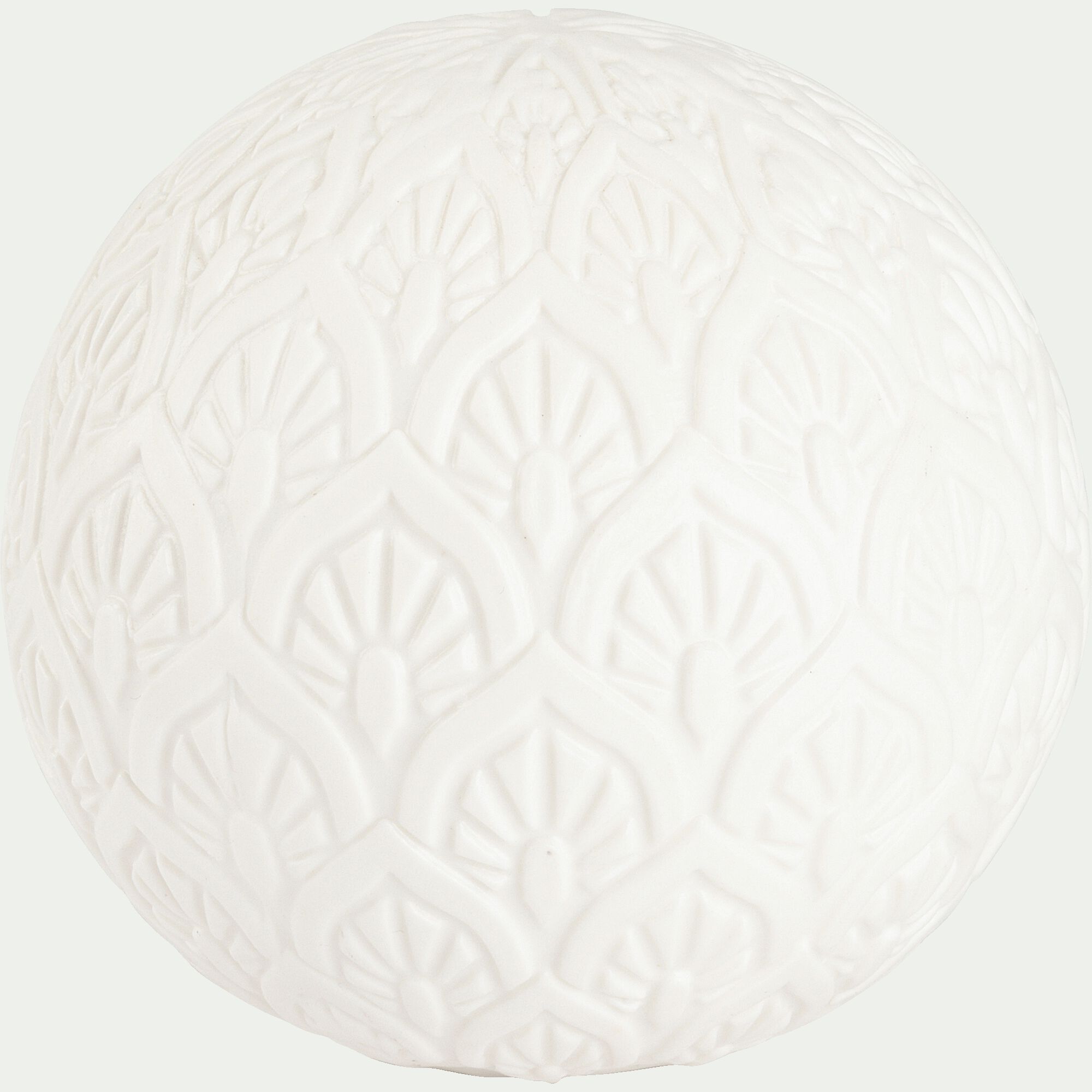 JODHPUR - Boule déco lumineuse gravée en grès - blanc D10,3cm
