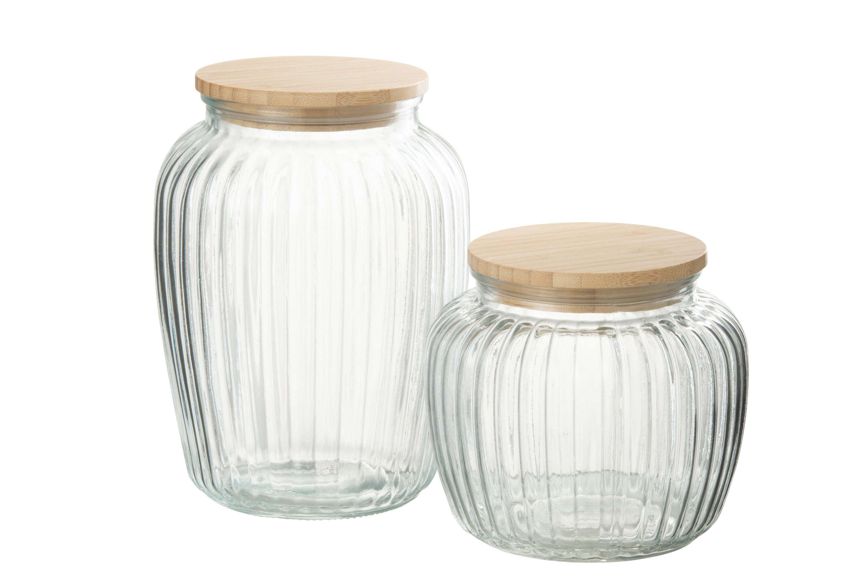J-Line voorraadpot Louis - glas/bamboe - transparant/naturel - large