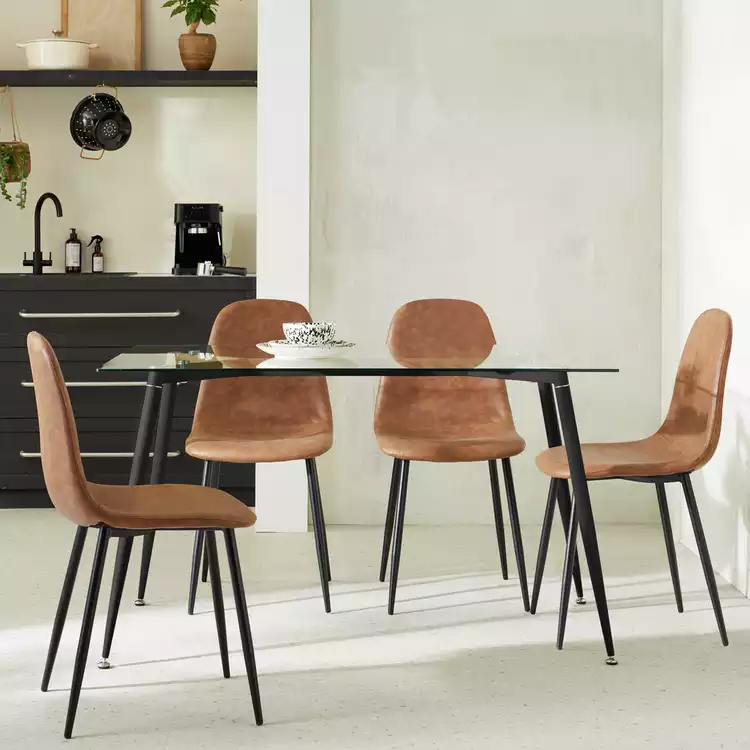 Habitat Beni Glass 4 Seater Dining Table - Black