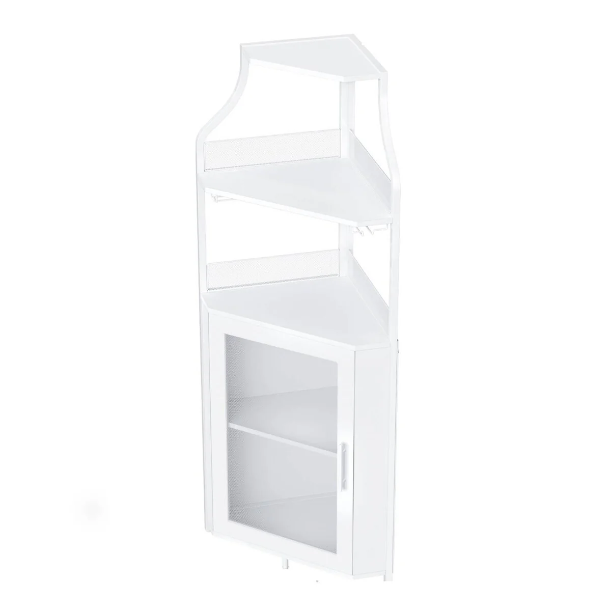 White Corner Wine Cabinet with Detachable Wine Rack - N/A
