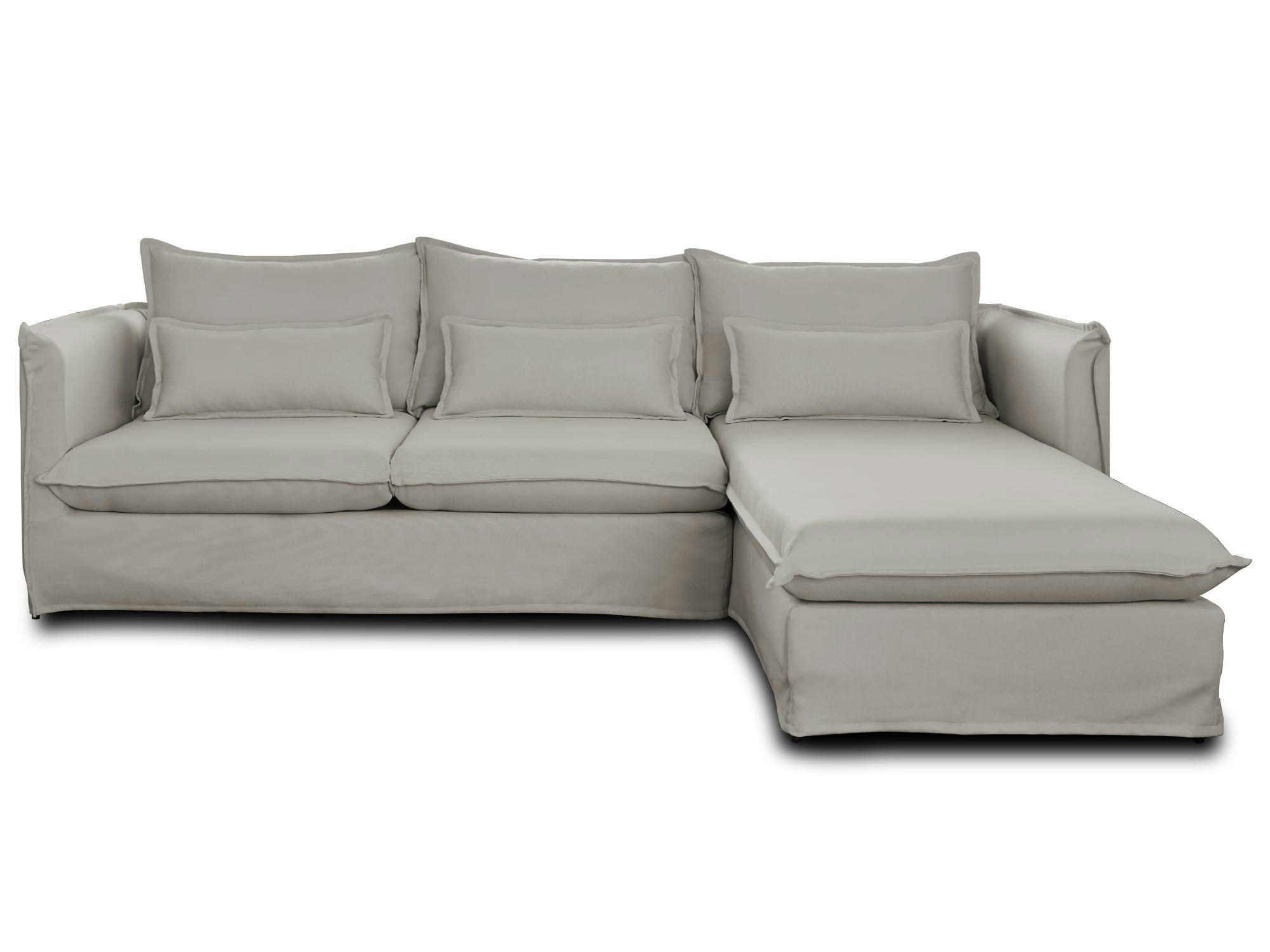 ADRIANN - Canapé d'angle droit 4 places en tissu gris clair