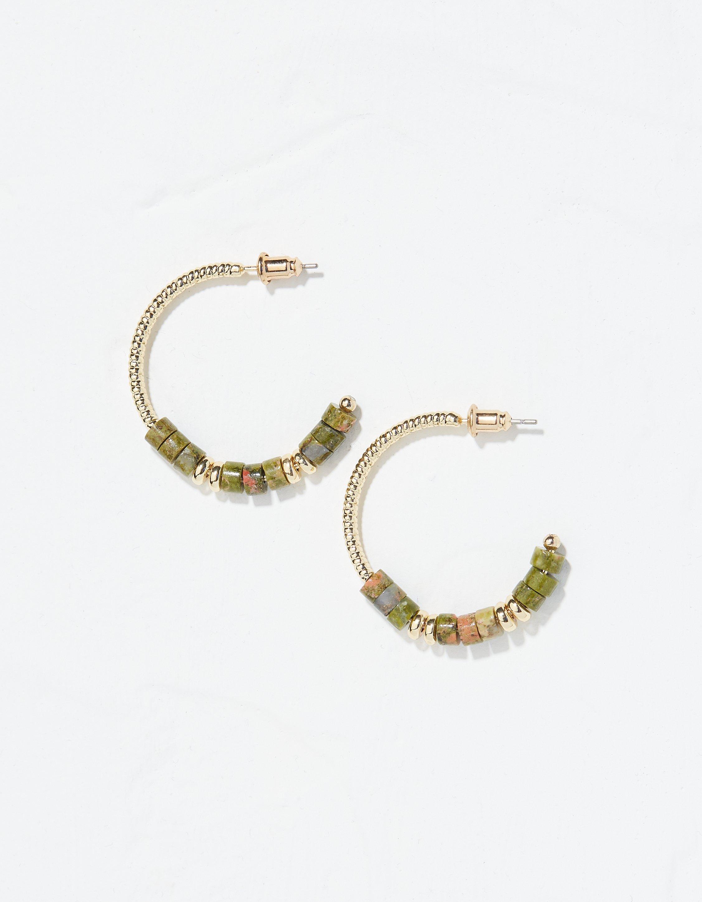 Stone Hoop Earrings