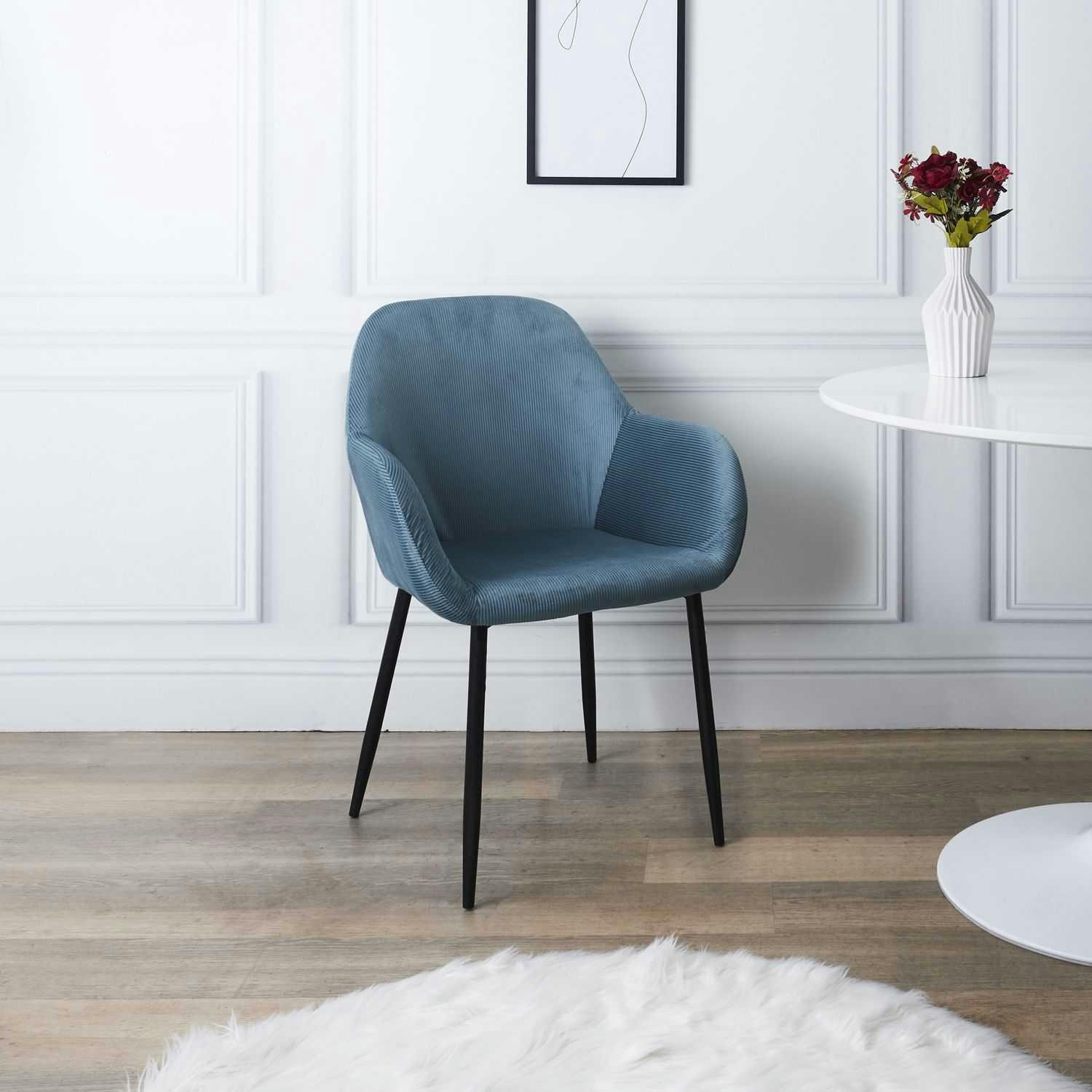 GIULIA - Lot de 2 fauteuils de table design velours vert