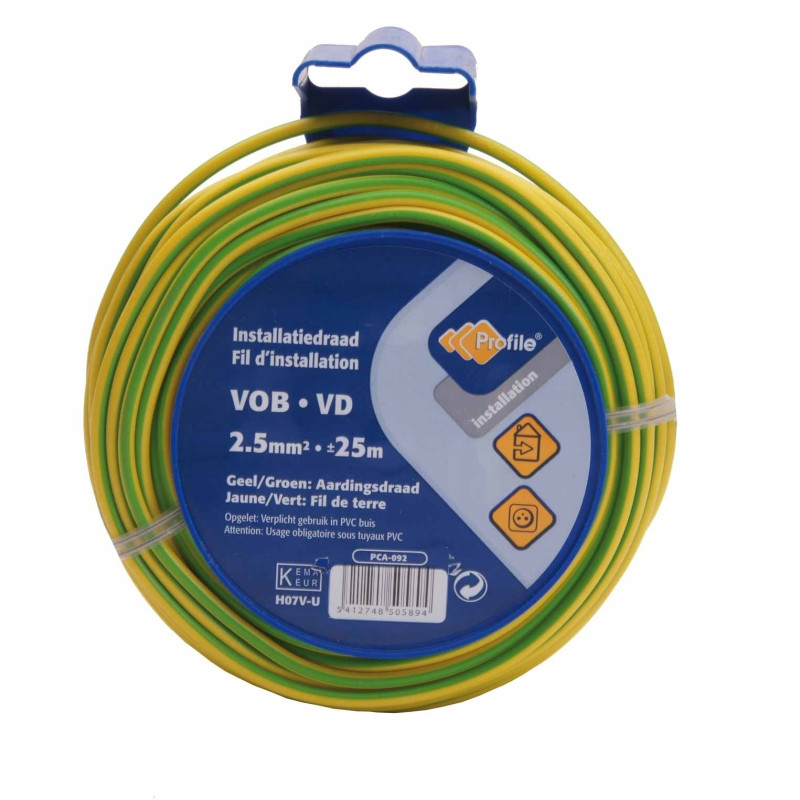 Câble VOB 2.5 mm² jaune et vert 25 m PROFILE