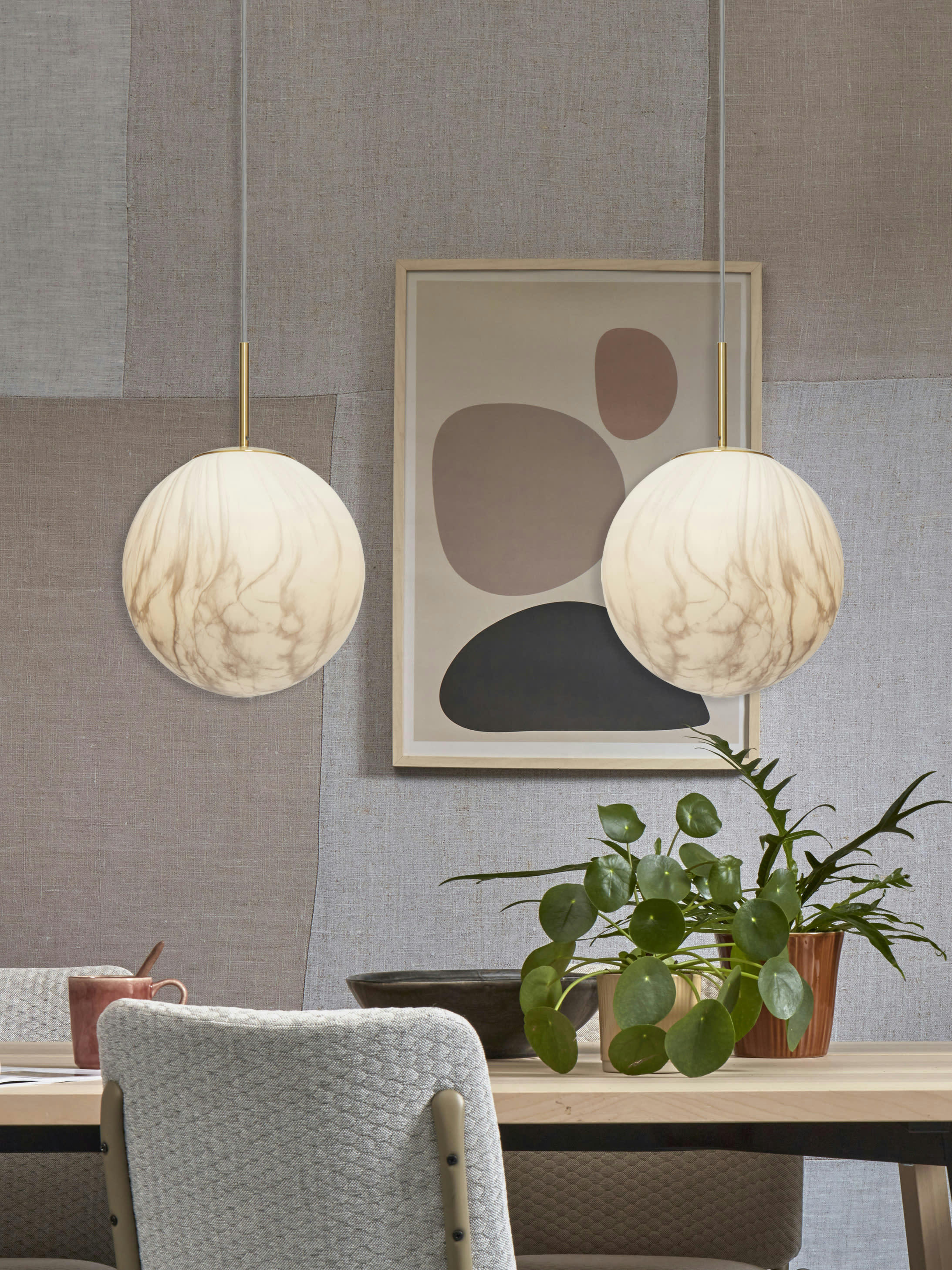 CARRARA - Suspension en fer abat-jour en verre or/verre teint, h. 42cm