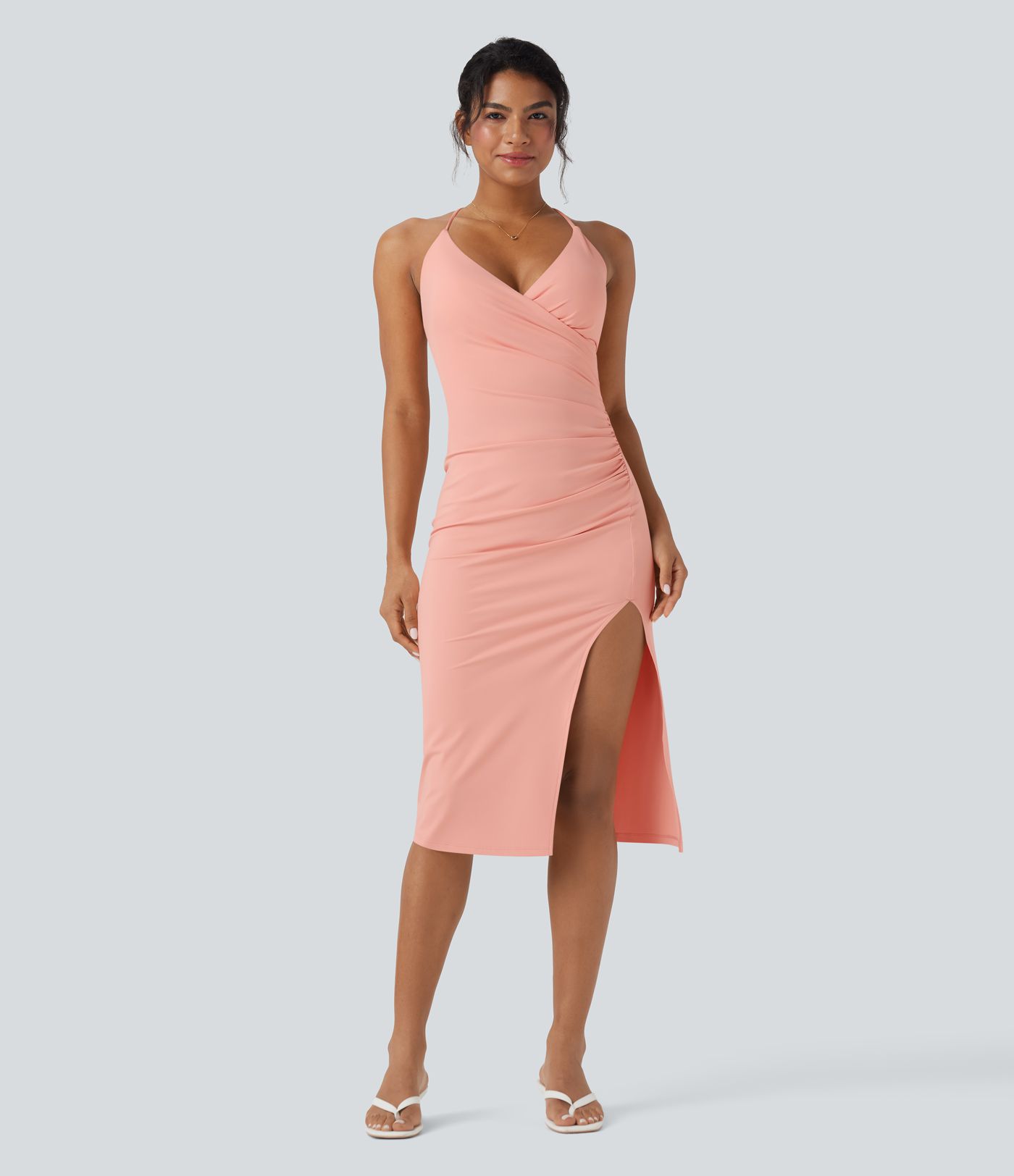 Robe moulante SoftlyZero™ Airy croisée froncée laçage effet frais InstantCool, bonnets E-G, protection solaire UPF50