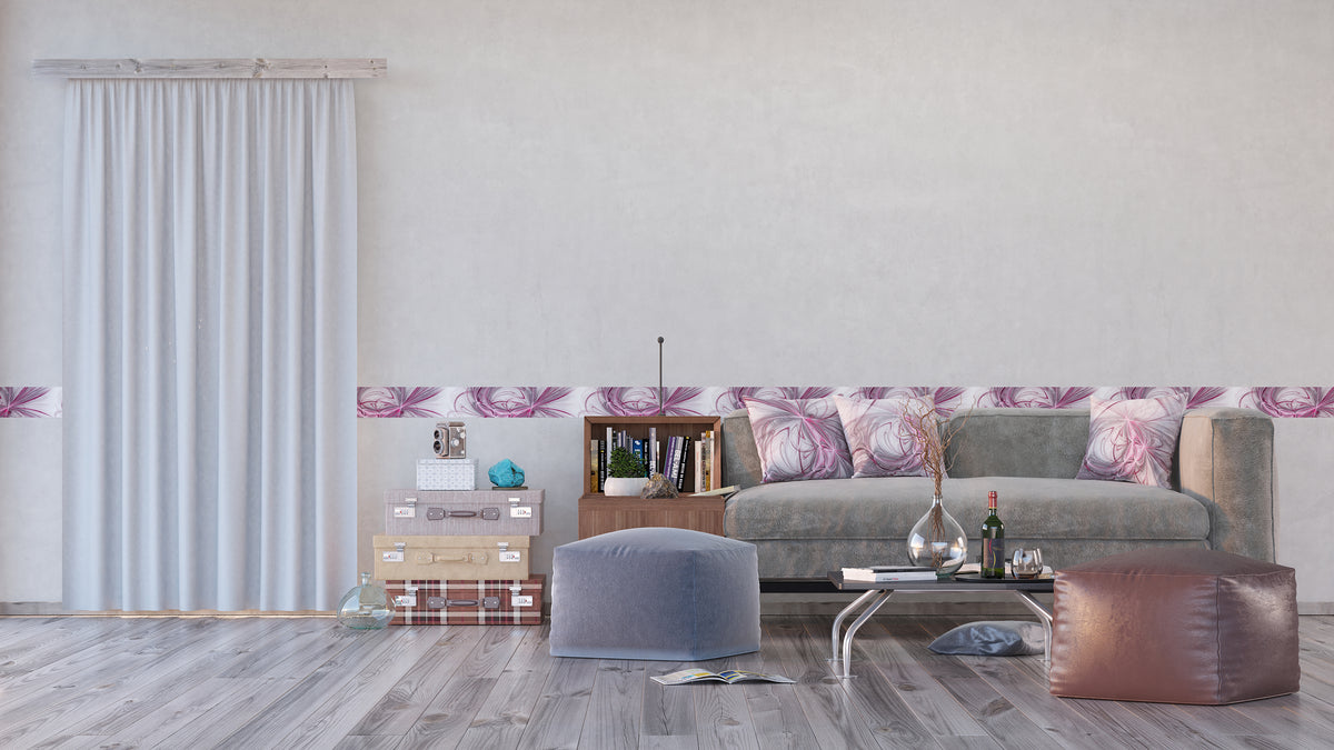 Sanders & Sanders zelfklevende behangrand figuratief motief grijs en roze - 500 x 14 cm - 600066
