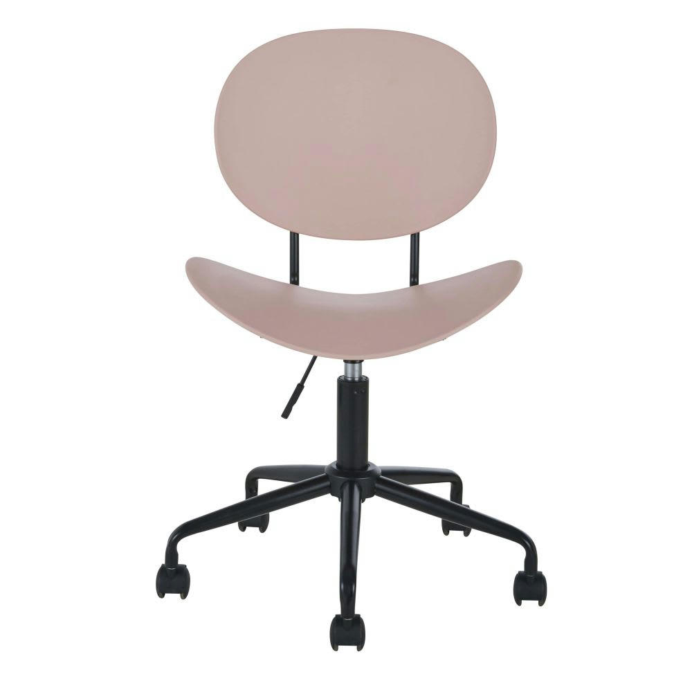 Luna - Chaise de bureau noire et rose à roulettes