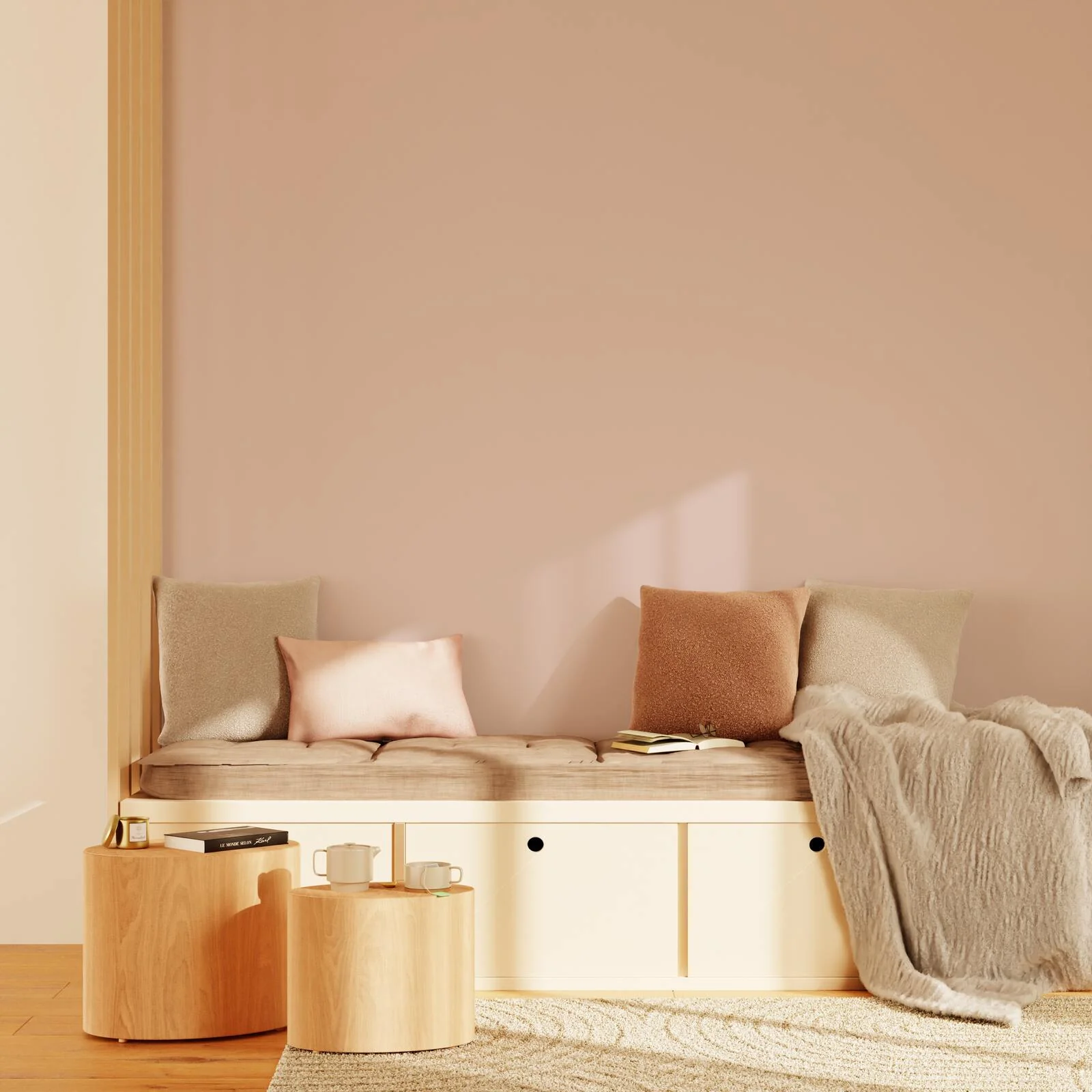 4MURS Papier peint intissé OPAL coloris rose poudré