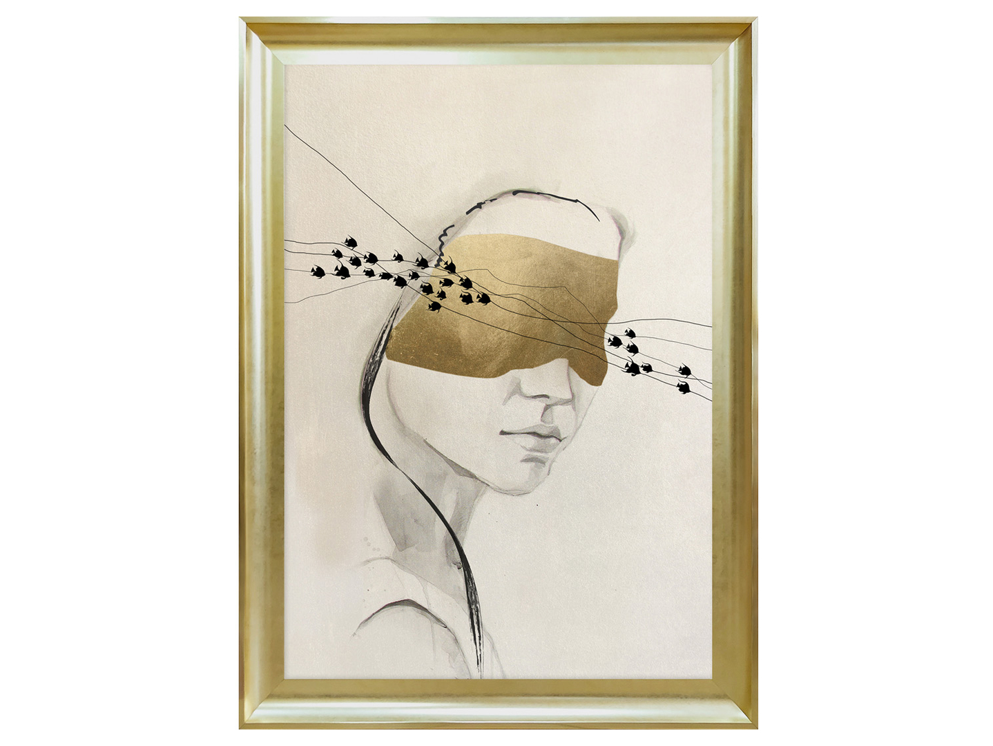 Obraz w ramie Woman With Gold Eyes 58x78 cm