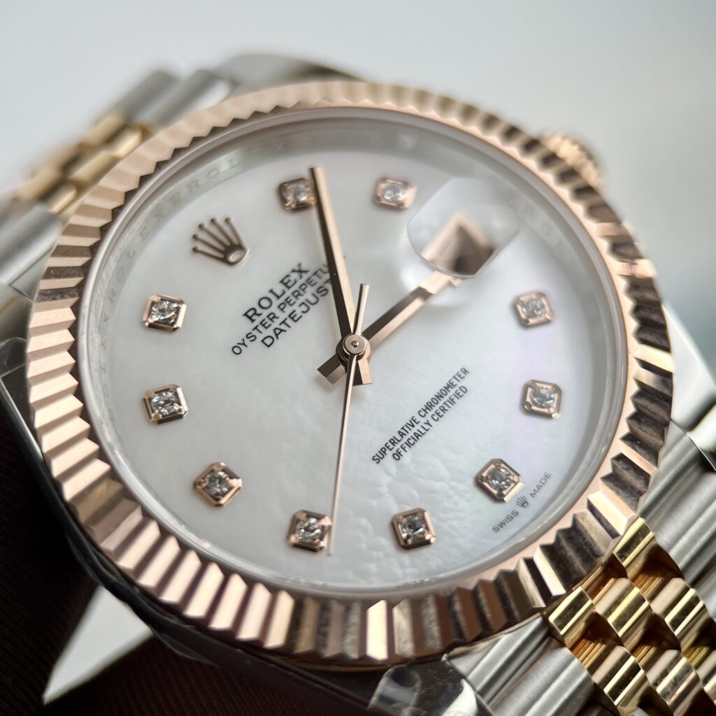 Rolex Datejust 126331 SS/RG Plated MOP Dial CZ Diamonds 41mm Jub Super Clone