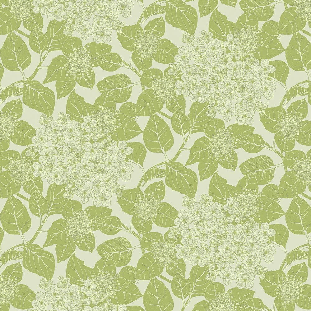 MILLE HORTENSIAS VERT - Serviette  pur coton vert 55x55