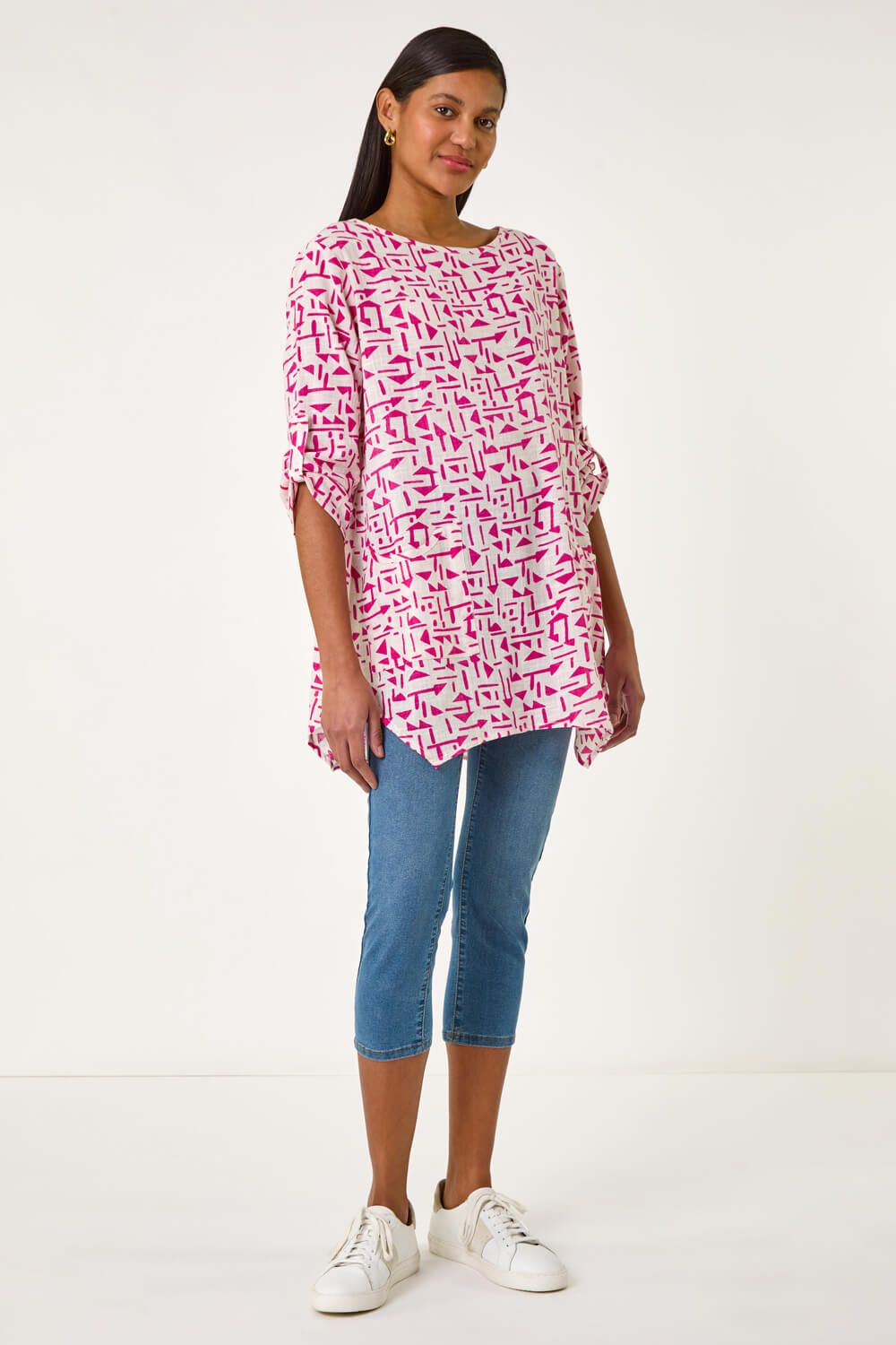 Roman Absract Print Longline Top