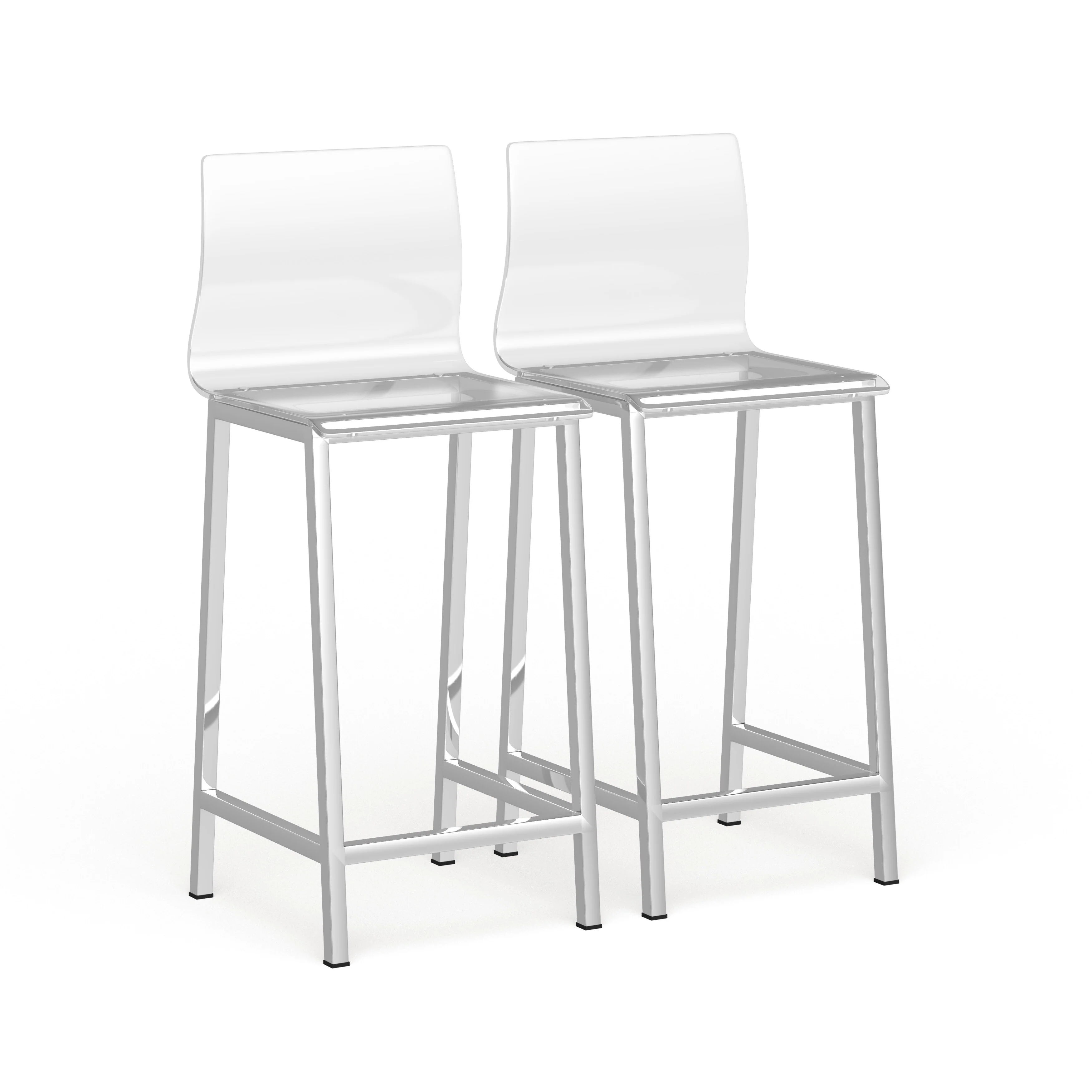 Pure Decor Clear Acrylic Counter Stool- Set of 2