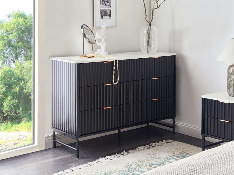 Komoda z 6 szufladami czarna MDF