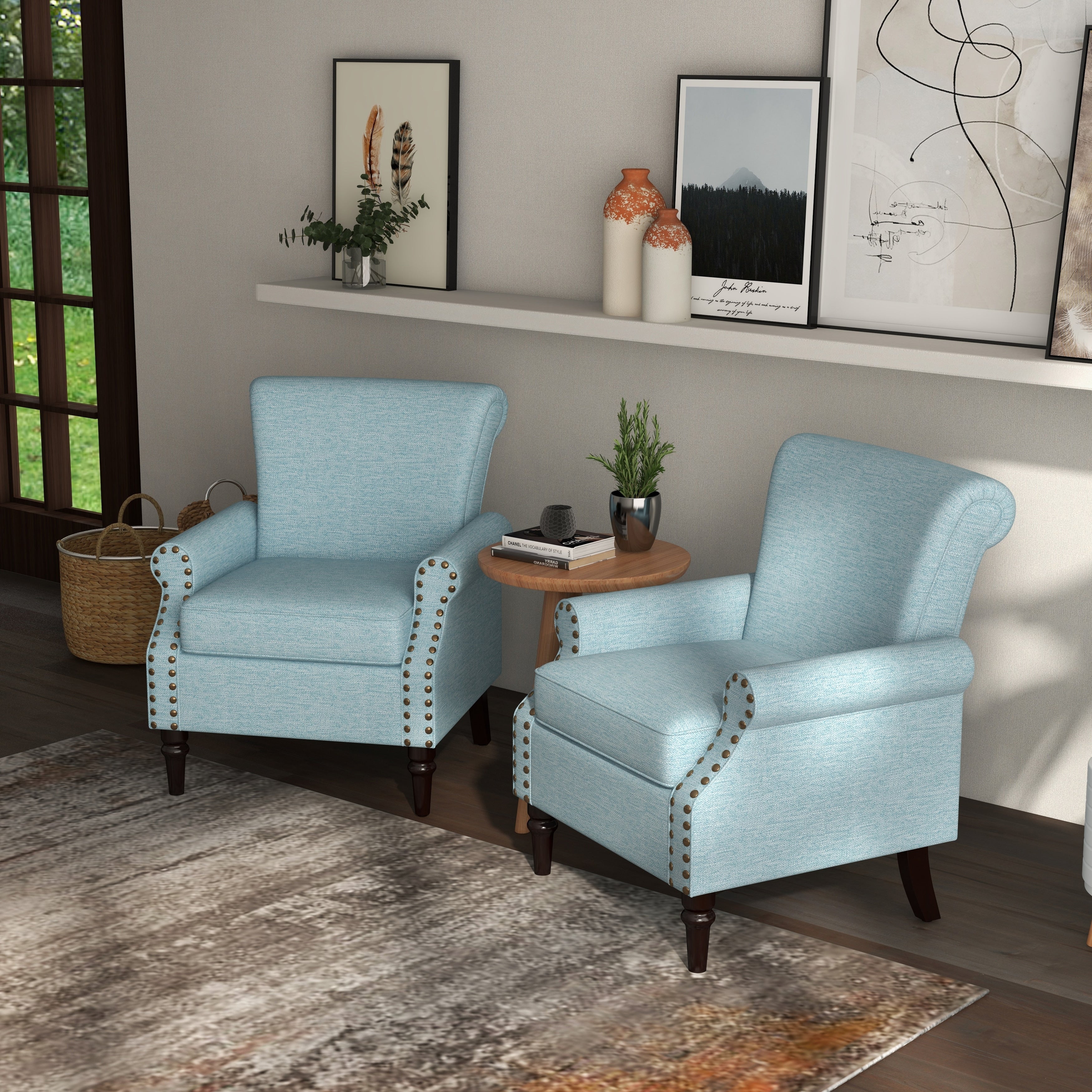 Classic Upholstered Accent Chair Set of 2
