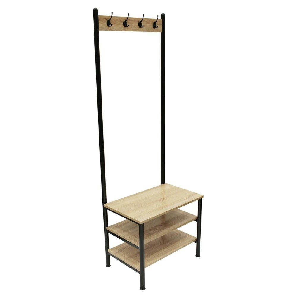 - Meuble porte manteaux 4 crochets 3 étagères