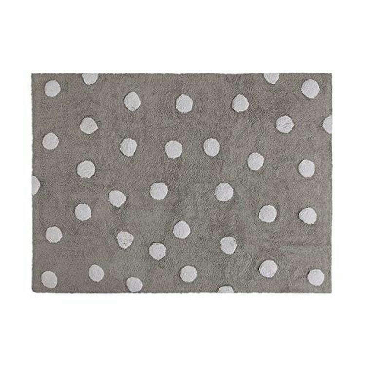 POIS - Tapis coton motif pois gris 120x160