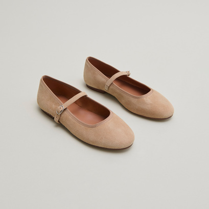 Ballerines à bridesen velours camel | DOUCEUR