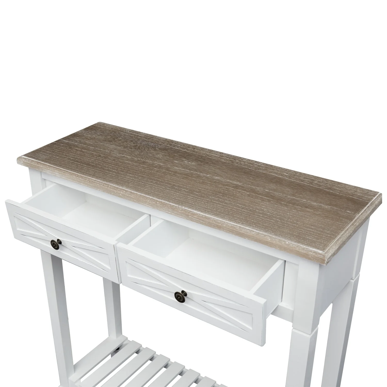 Kinbor White Console Table Doorway Table with 2 Drawers, Entryway Sofa Table with Storage Shelf for Living Room, Hallway - 30