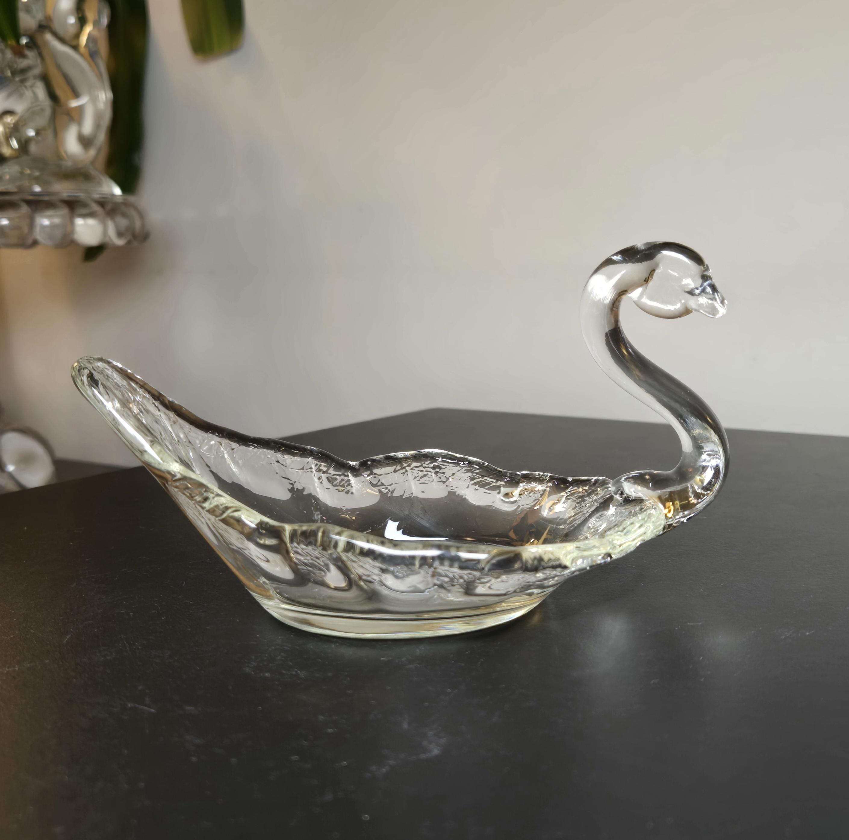 Vintage Clear Glass Swan Soap Dish, Mid Century Swan Vanity Tray, Glass Trinket Dish, Swan Ring Holder, Bathroom Decor, Candy Dish