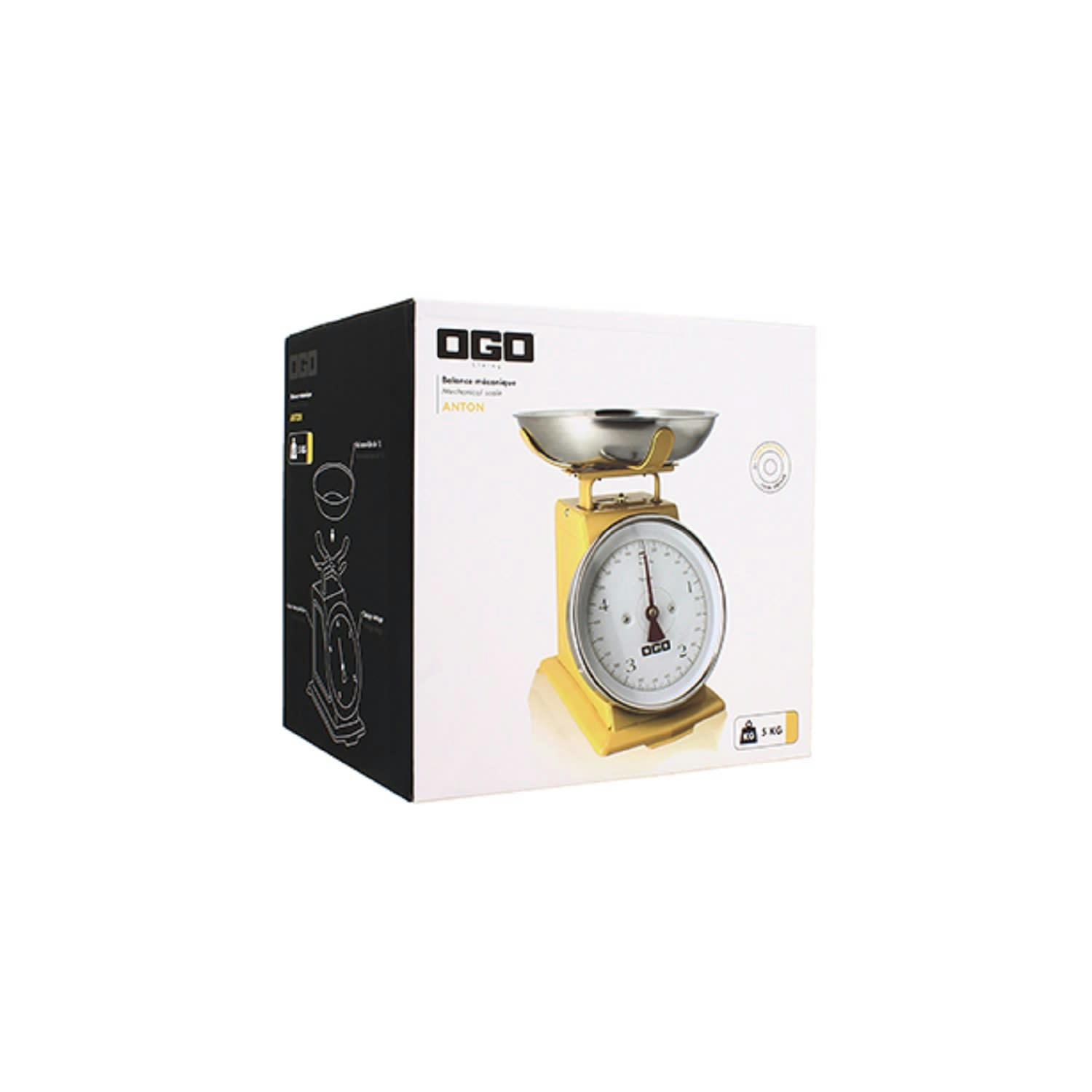 BAL - Balance de cuisine mécanique en inox jaune 5kg/20g