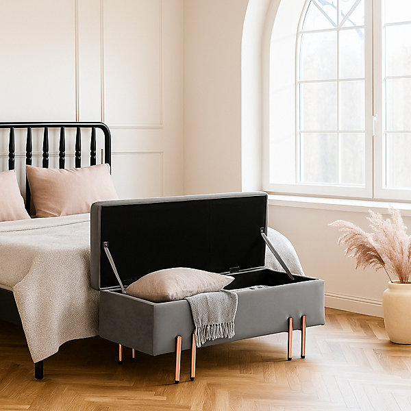 Banc de rangement Dals 118 x 40 x 42 cm gris en.casa