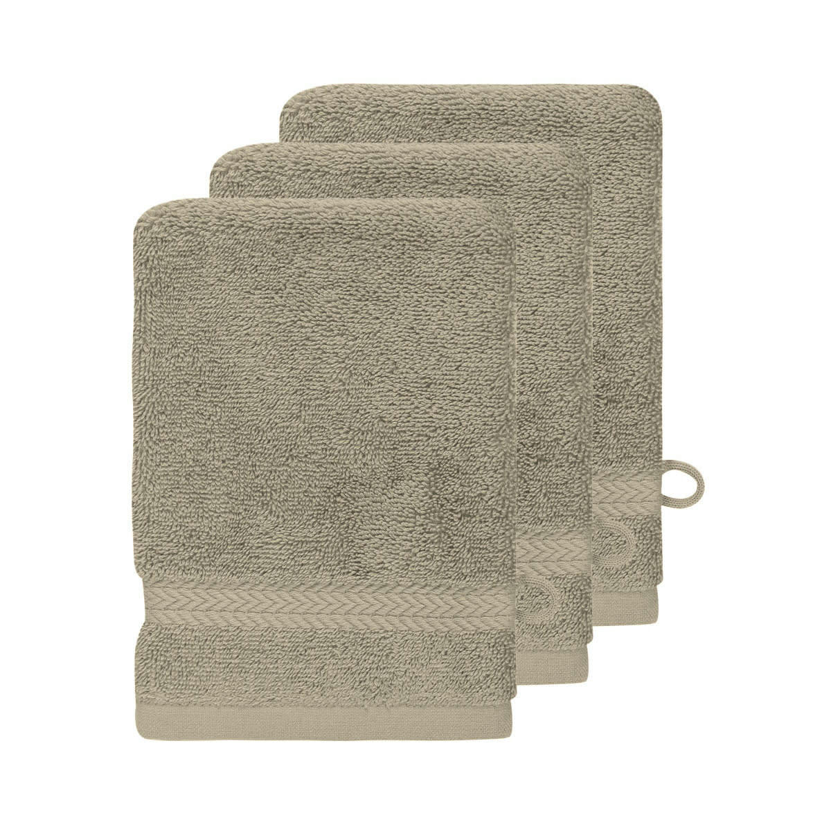 LUXURY - Lot de 3 gants de toilette 550gr/m²  mastic 16x22 cm