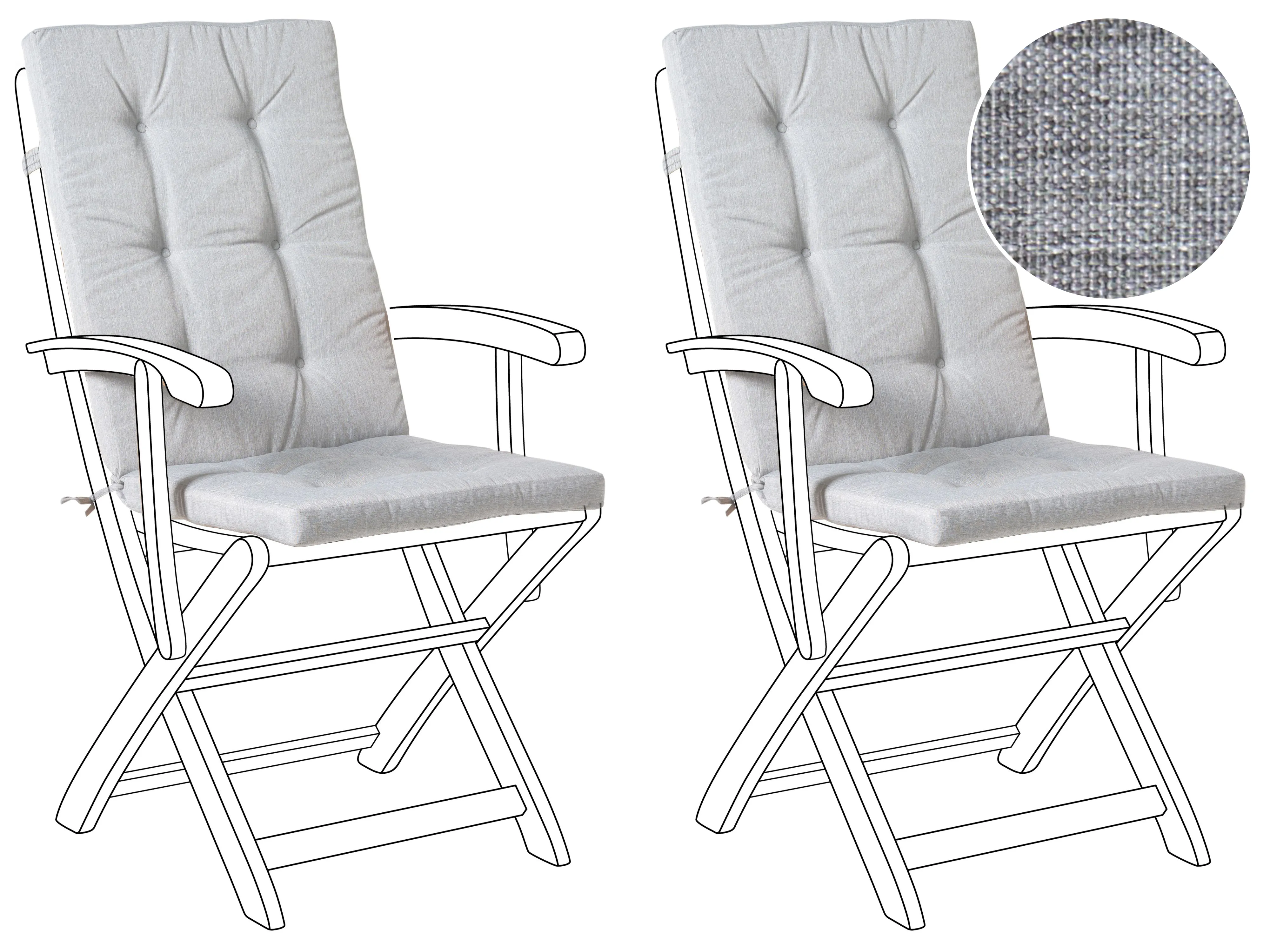Set of 2 Back/Seat Cushions MAUI PREMIUM Grey Melange