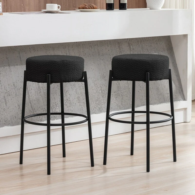 Mixoy 30Counter Height Modern Backless Upholstered Kitchen Counter Bar Stools with Metal Base