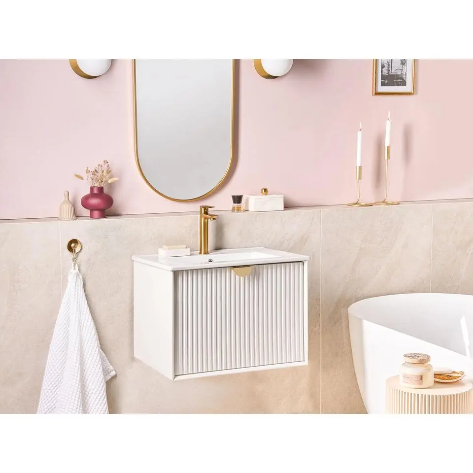 BONAIRE - Wastafelmeubel - Wit - 60 x 43 cm - Hout