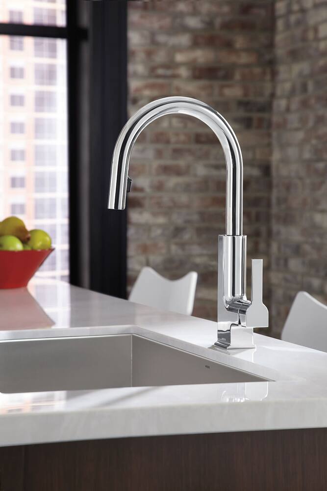 Moen® Align Single Handle High Arc Pull Down Sprayer Kitchen Faucet with Power Clean, Chrome