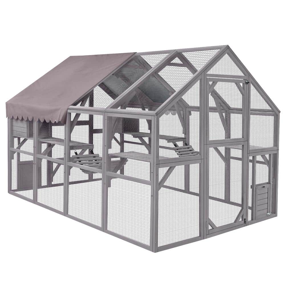 aivituvin Outdoor Cat Run : Large Cat Enclosure(grey)