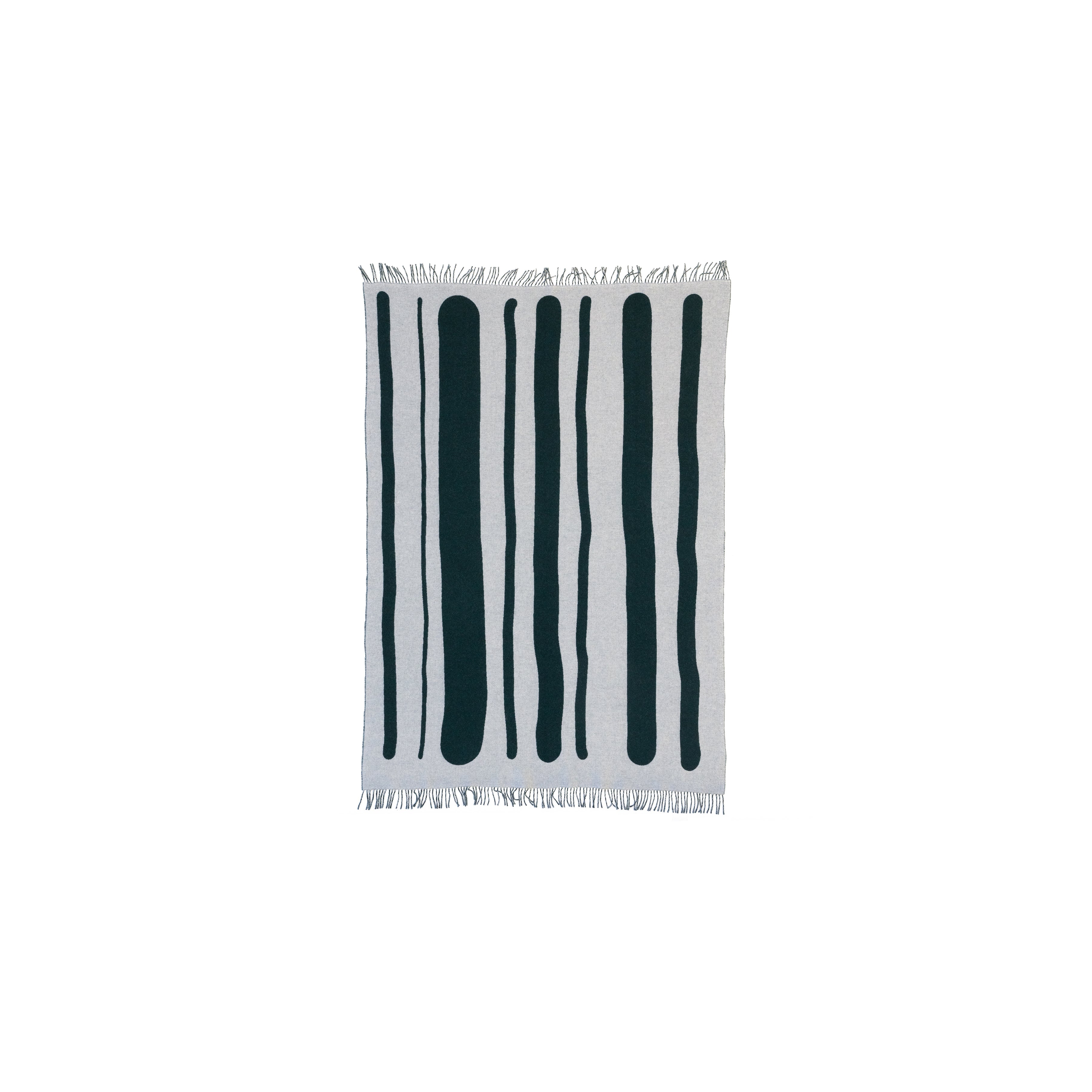 Green and Porcelain Woven Throw - Modern Vertical Stripe Pattern