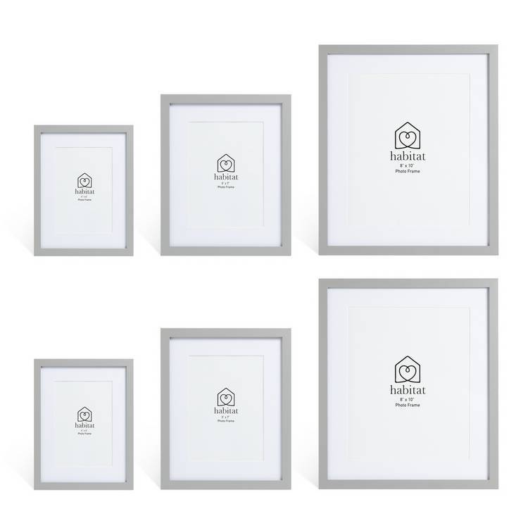 Habitat Grey Wooden 6 Picture Frames - Mixed Sizes