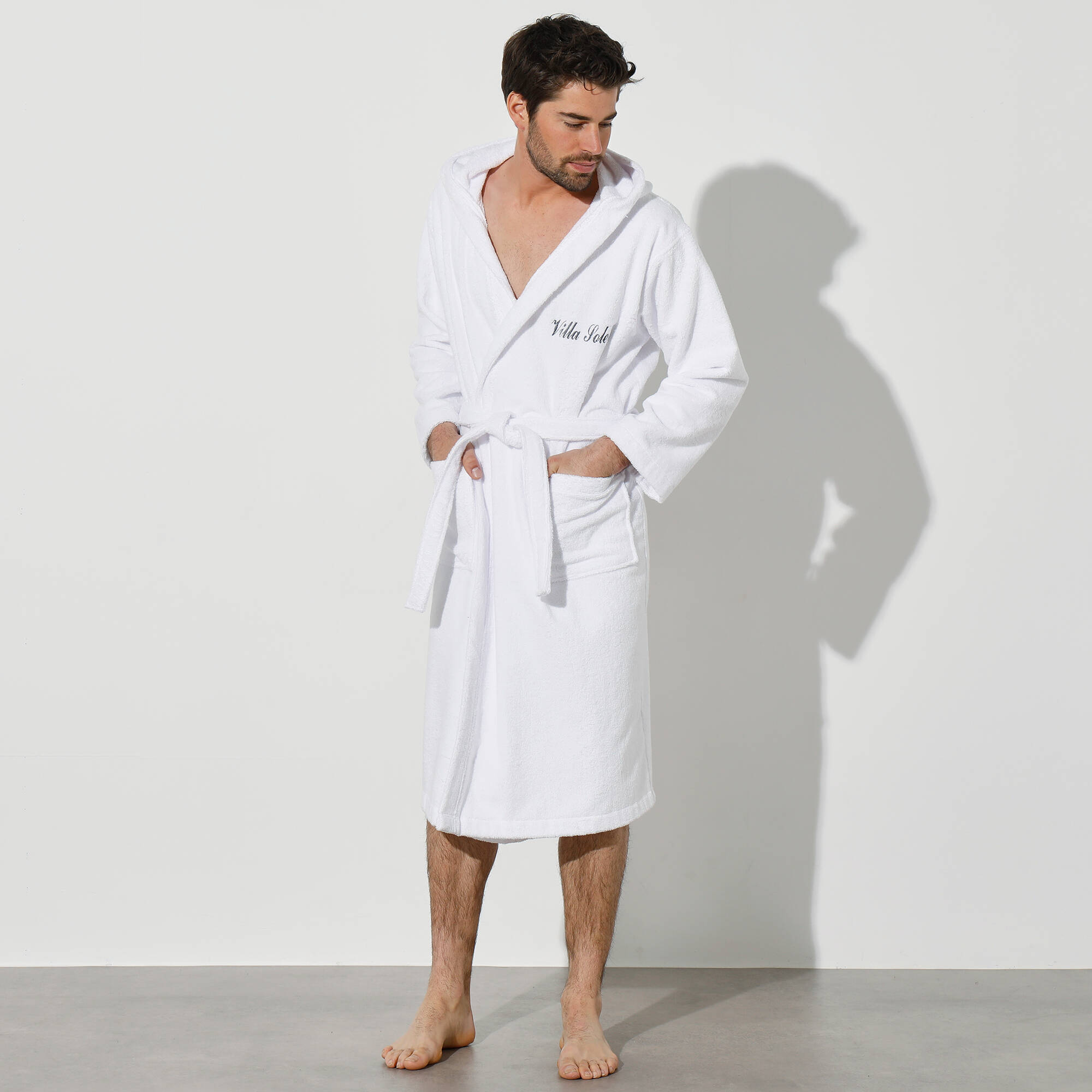 Peignoir mixte adulte col capuche éponge bouclette