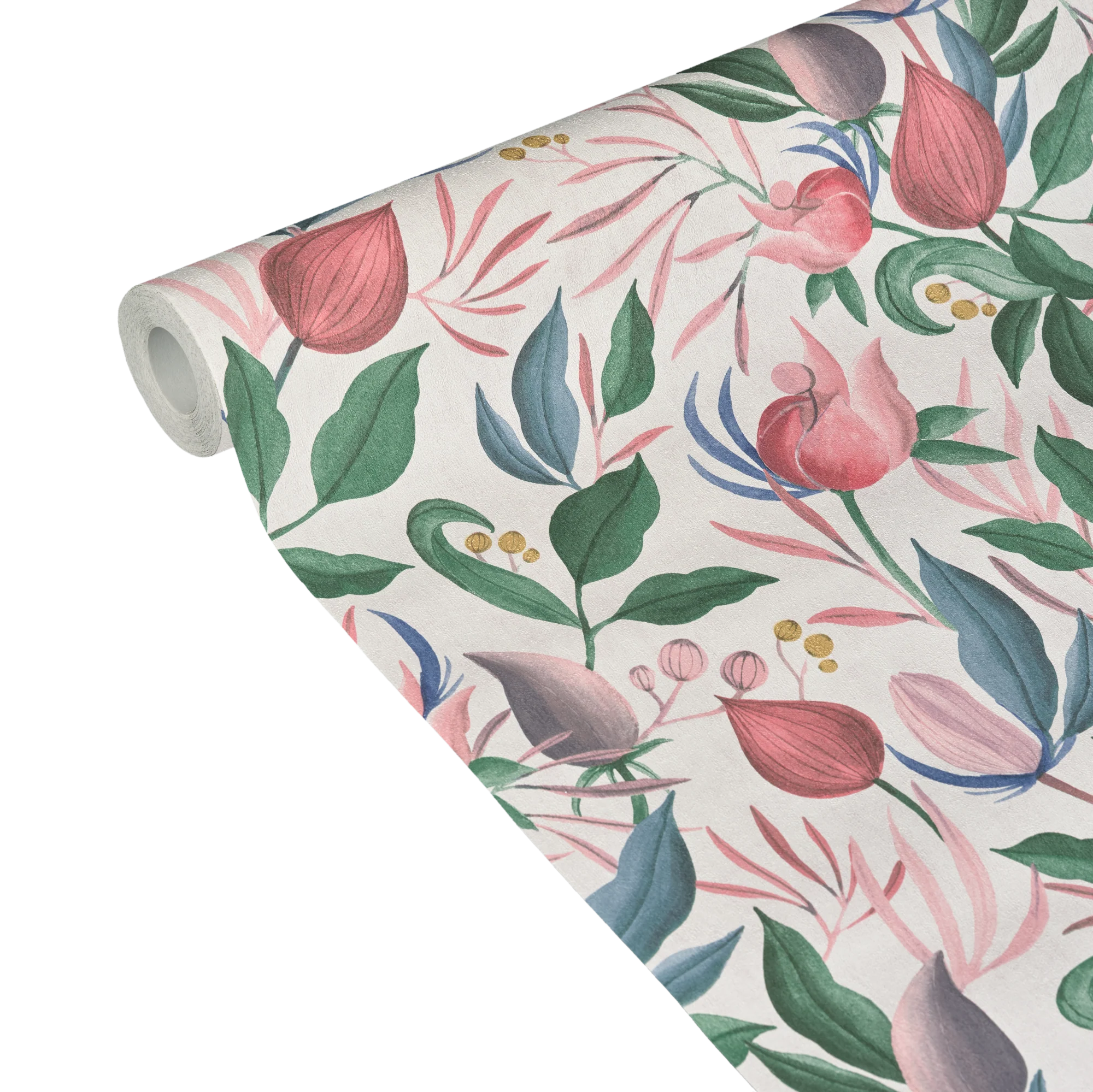 CosmoLiving Papier peint intissé STILL BLOOM rose et vert feuille