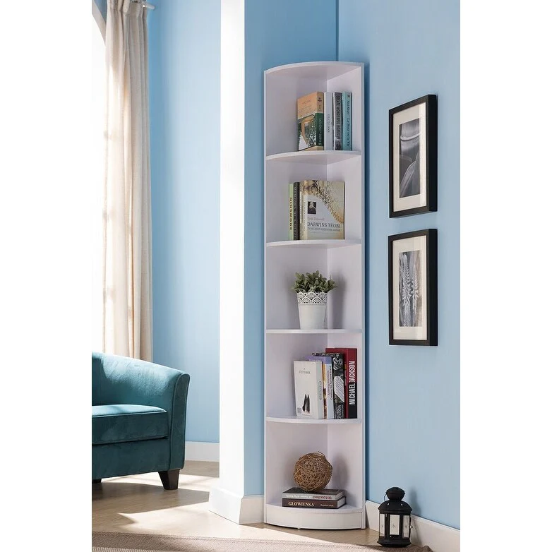 Q-Max 5-tier Wood Display Corner Bookcase