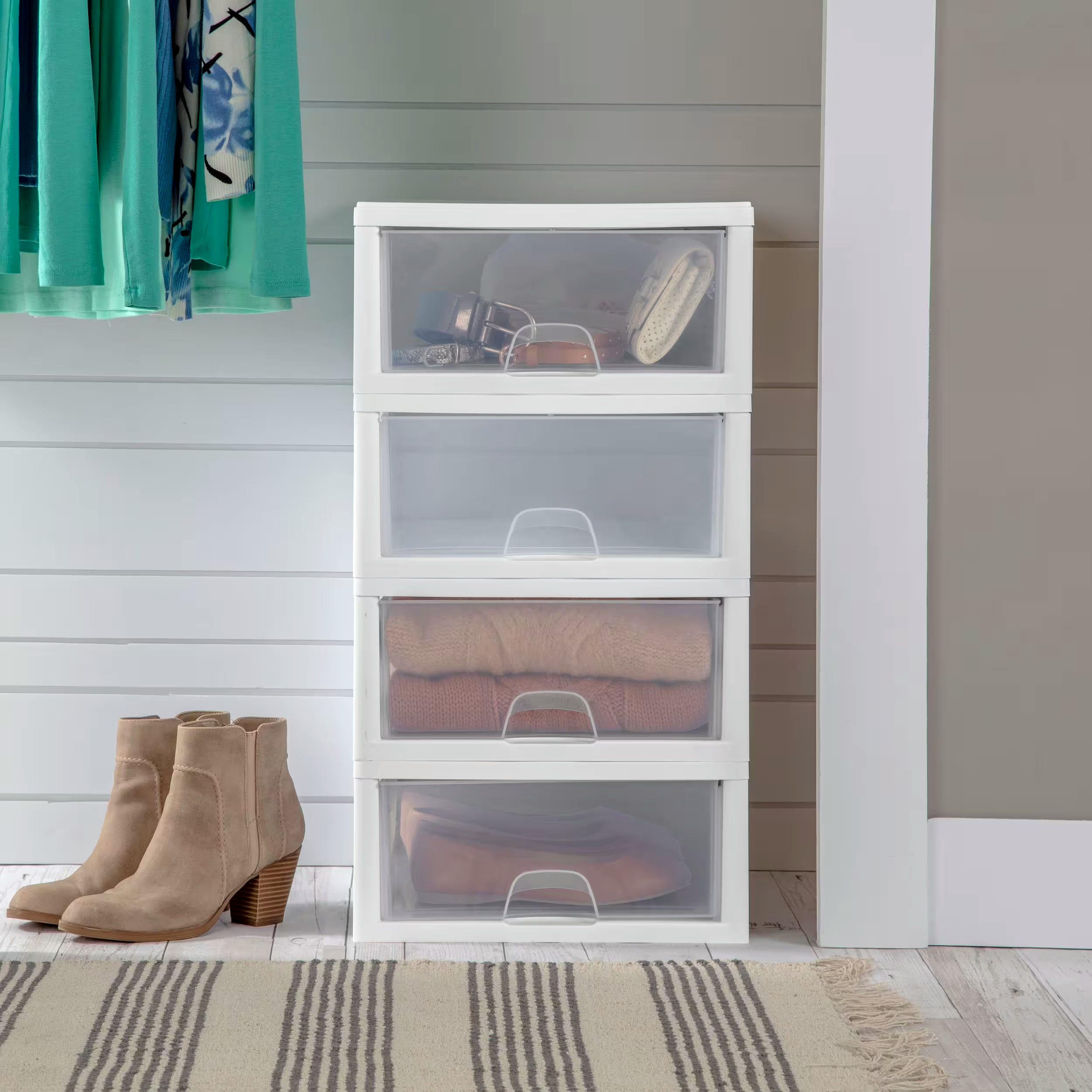 Sterilite Transparent Stackable Small Storage Drawer, 15-L