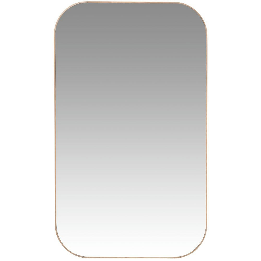 ADANA - Miroir rectangulaire arrondi en bois de chêne beige 60x100