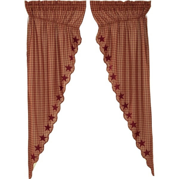 Burgundy Star Scalloped Prairie Long Panel Set of 2 84x36x18 - Prairie Panel 84x36