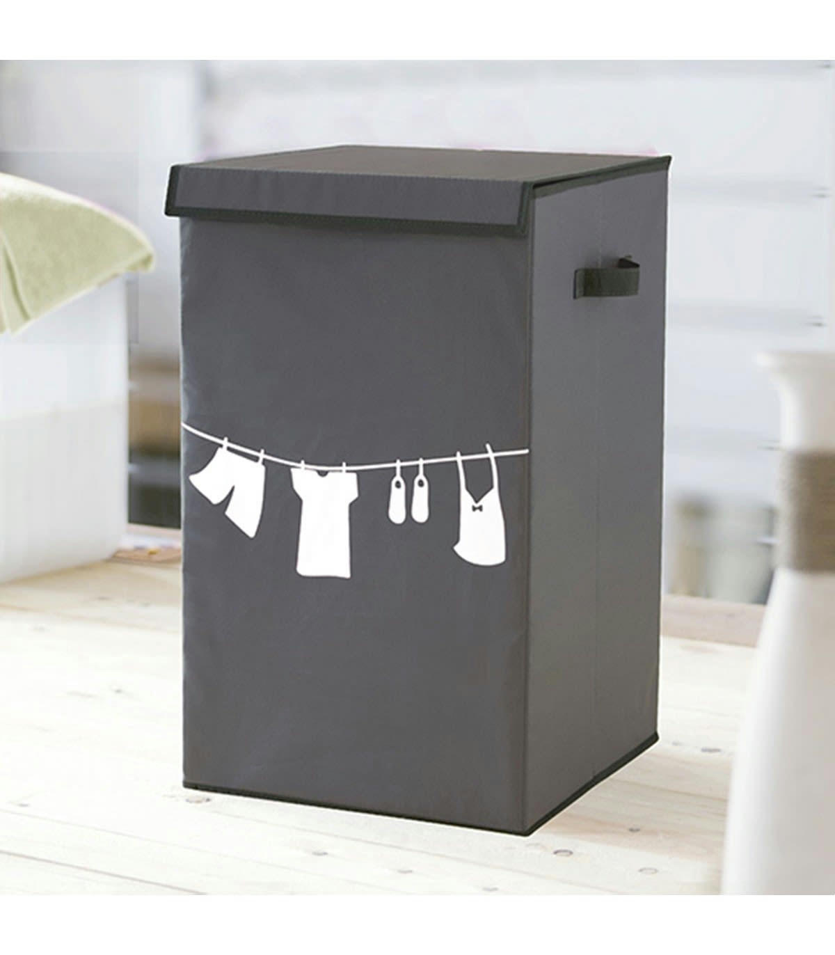 - Panier à linge pliant avec couvercle - Gris