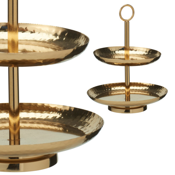 Patera dwupoziomowa złota 20 cm metalowa dekoracyjna