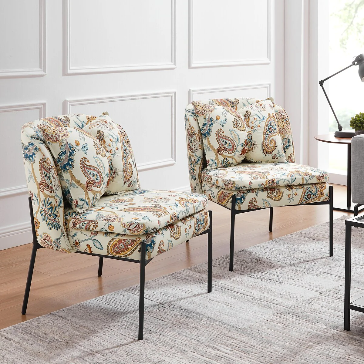 Art Leon Set of 2 Modern Armless Accent Side Chairs